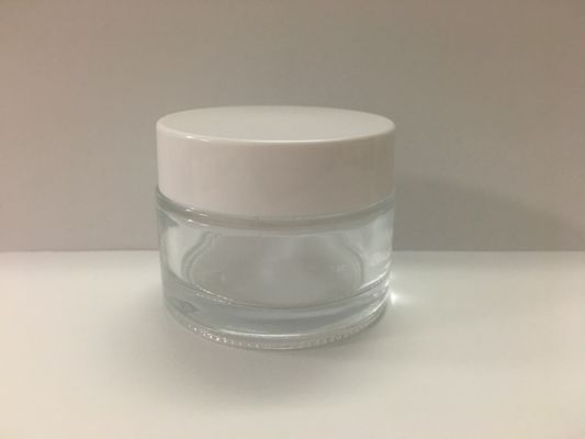 Barattoli diritti rotondi della crema di vetro del coperchio a vite 50g con il coperchio di plastica