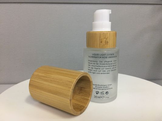Bottiglia d'imballaggio cosmetica di bambù della pompa della lozione di vetro del cilindro dello SGS MSDS
