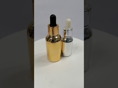 Glass Cosmetic Dropper Bottles Electroplated For Essential Oil Round Shape