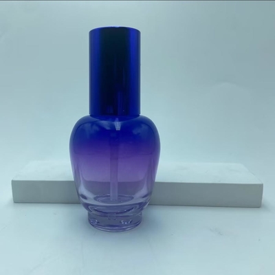 Bottiglia di lozione di vetro 30ml Bottolina di siero a gradiente blu con pompa di olio Bottiglia di pompa Bottiglia cosmetica OEM