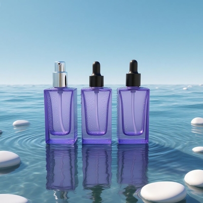Flacone di siero per occhi in vetro quadrato da 30 ml personalizzabile con contagocce per siero cosmetico - Riciclabile