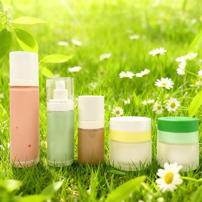 Cosmetic Glass Refillable Airless Skincare Packaging Set 30ml/50ml/100ml with PP Material and PCR Material Refillable Cup