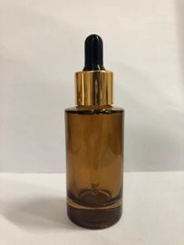 bottiglia di olio essenziale cosmetica di vetro ambrata della bottiglia del contagoccia 30ml con l'OEM del collare di Alumite