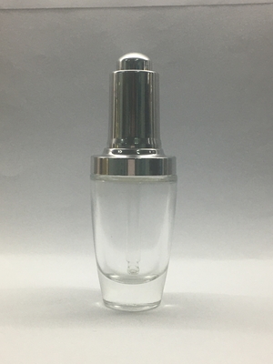 Contagoccia d'argento di lusso della bottiglia 30ml del contagoccia del vetro trasparente per l'olio essenziale del siero