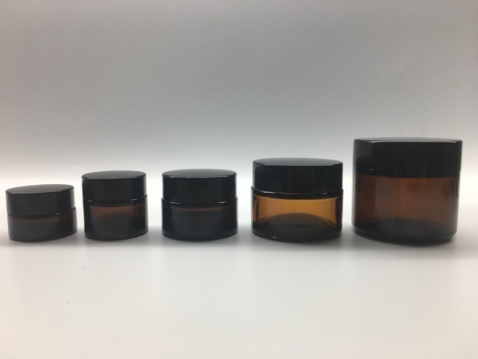 Cappuccio di plastica diritto glassato di forma rotonda di Amber Glass Cosmetic Jars 5g 10g 120g