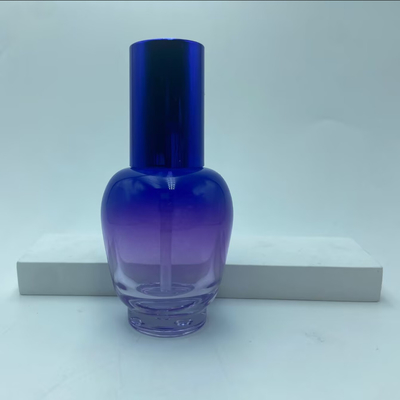 Bottiglia di lozione di vetro 30ml Bottolina di siero a gradiente blu con pompa di olio Bottiglia di pompa Bottiglia cosmetica OEM