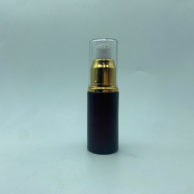 Bottiglia di lozione di vetro 15ml Serum rosso scuro Bottiglia con lucente oro / argento pompa Lozione per gli occhi Bottiglia pompa bottiglia cosmetica OEM