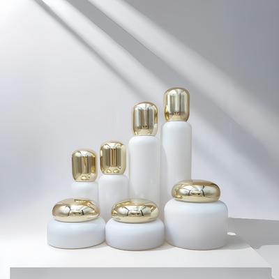 Confezioni cosmetiche in vetro per lozioni, vasetti per crema, contenitori per la cura della pelle con tappo rotondo dorato
