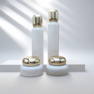 Confezioni cosmetiche in vetro per lozioni, vasetti per crema, contenitori per la cura della pelle con tappo rotondo dorato