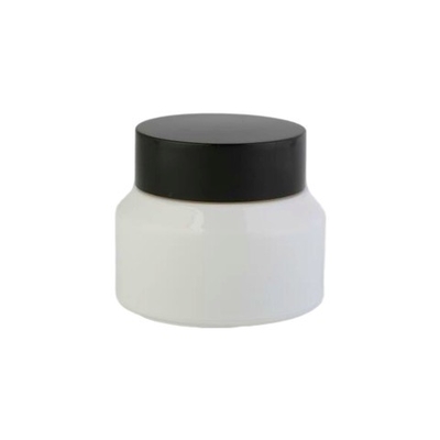 Il barattolo cosmetico di vetro bianco con il cappuccio di legno/vasi cosmetici dei coperchi screma l'OEM delle bottiglie