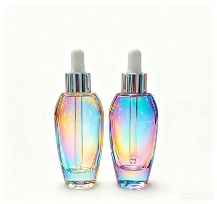 Bottiglia di lozione in vetro da 30 ml con pompa di emulsione e testa spray in alluminio per la cura della pelle