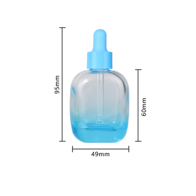 30ml Gradient Color Flat Square Glass Dropper Bottle Luxury Cosmetic Serum Essential Oil Bottle With Colorful Dropper Cap
